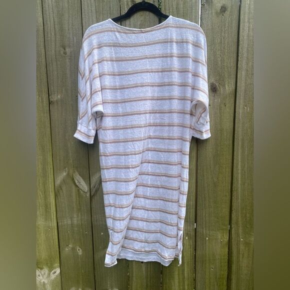 Garnet Hill Relaxed Organic Linen Striped Dress XS - Picture 9 of 9